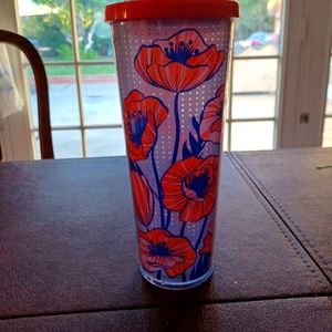🆕️Starbucks, 2017 Floral Venti Poppy Tumbler one small chip on the bottom NWOT